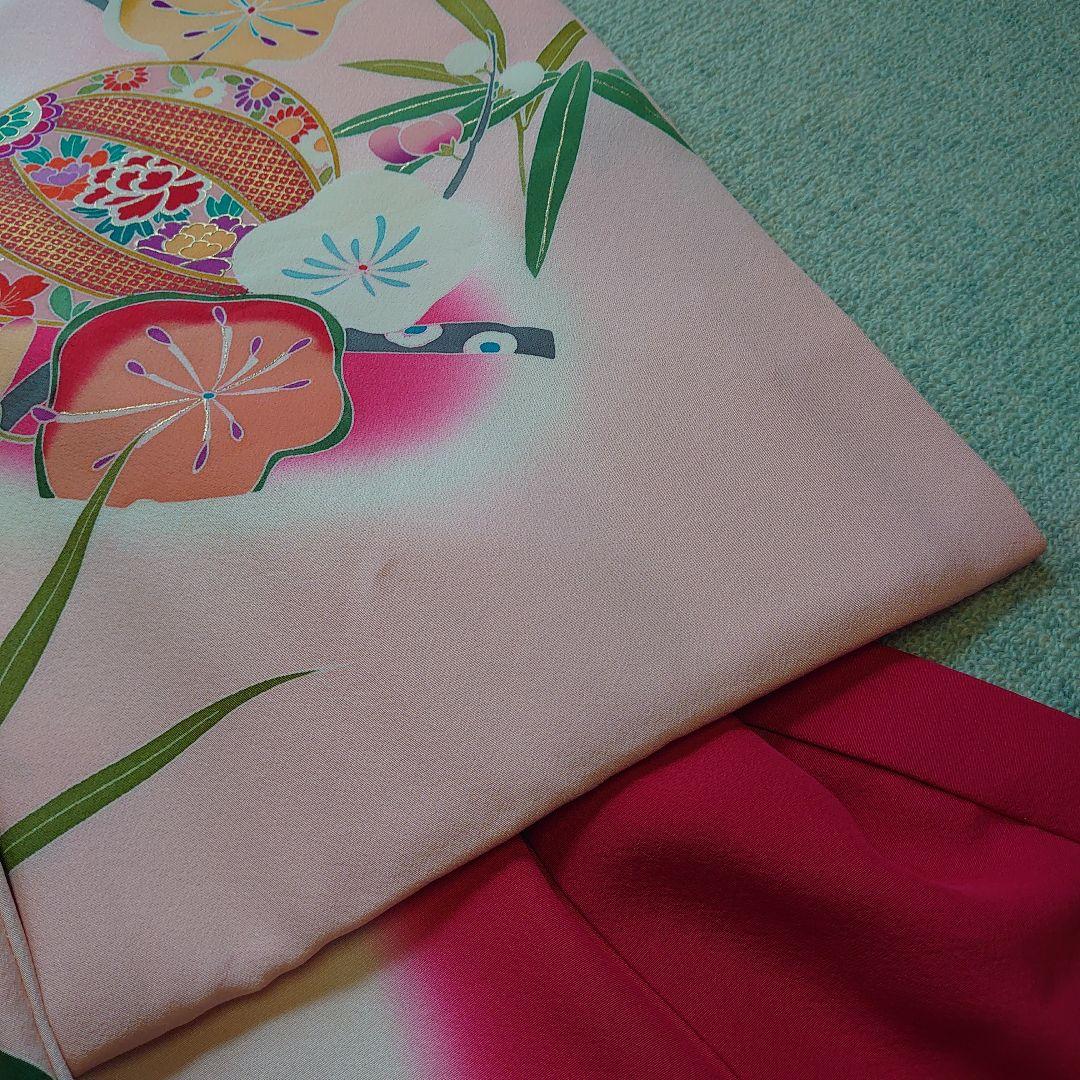 【未使用】高級正絹　長襦袢　日本製　紅梅色　女児　祝着　一つ身　本金彩