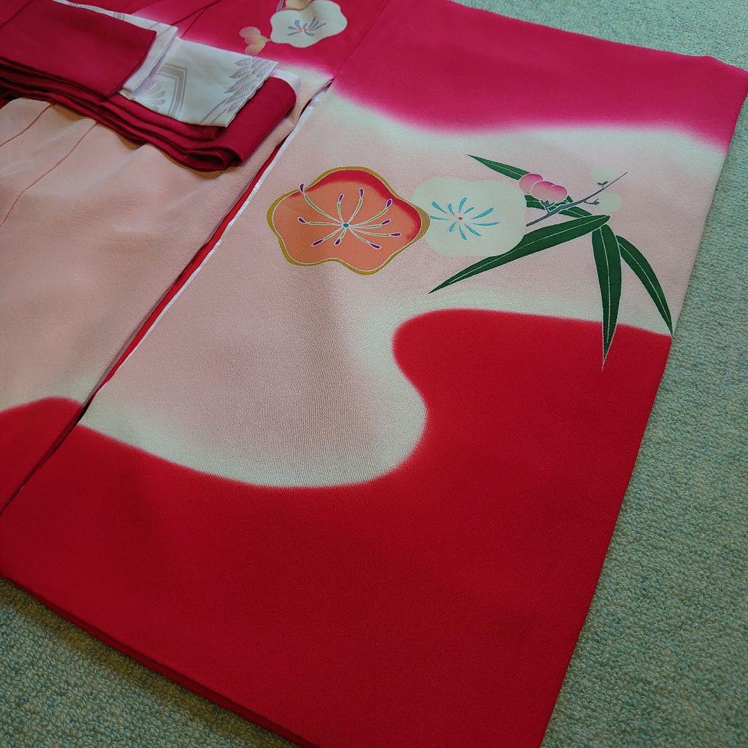 【未使用】高級正絹　長襦袢　日本製　紅梅色　女児　祝着　一つ身　本金彩