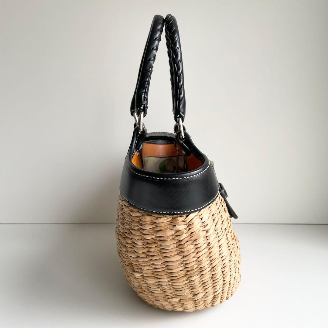 バカンスにぴったり✨ コーチ COACH かごバッグ ハンドバッグ ブラック
