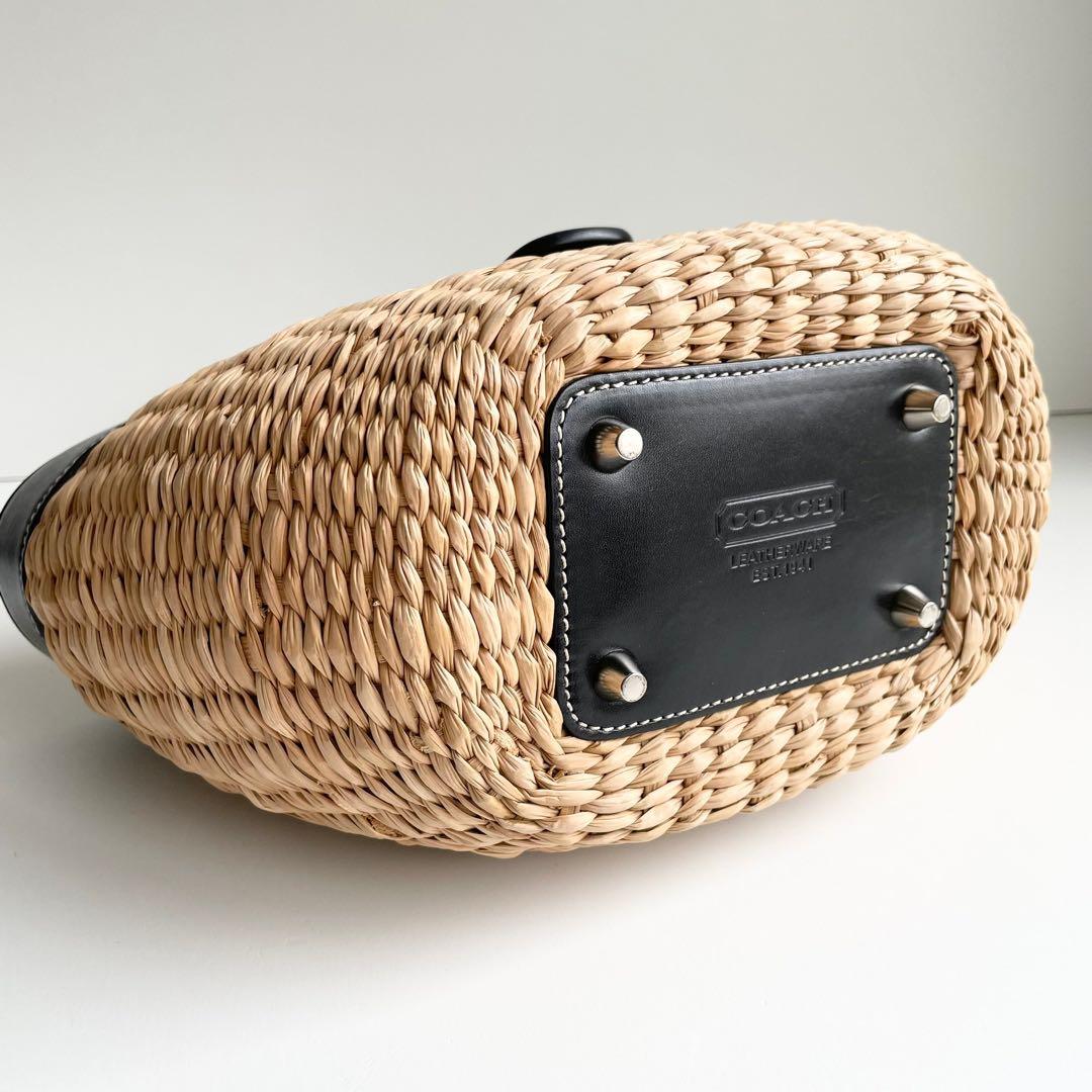 バカンスにぴったり✨ コーチ COACH かごバッグ ハンドバッグ ブラック