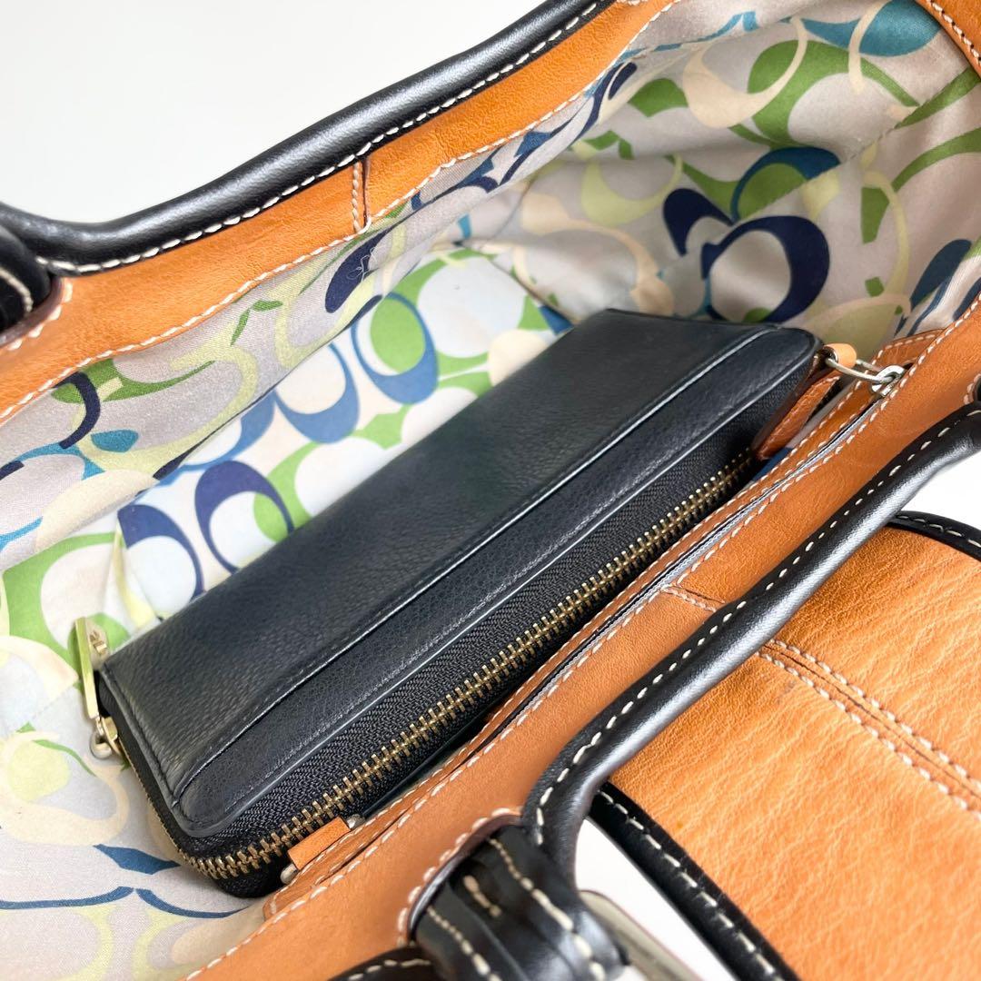 バカンスにぴったり✨ コーチ COACH かごバッグ ハンドバッグ ブラック