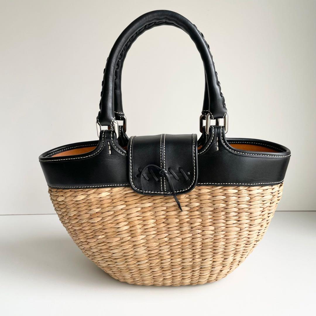 バカンスにぴったり✨ コーチ COACH かごバッグ ハンドバッグ ブラック