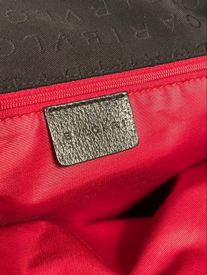 ブルガリ ロゴマニア トートバッグ ポーチ付 肩掛け A4可 総柄 黒