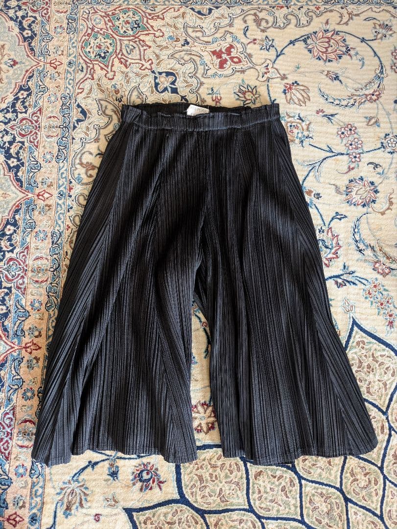プリーツプリーツ、イッセイミヤケ ブラック プリーツスカート ひざ丈