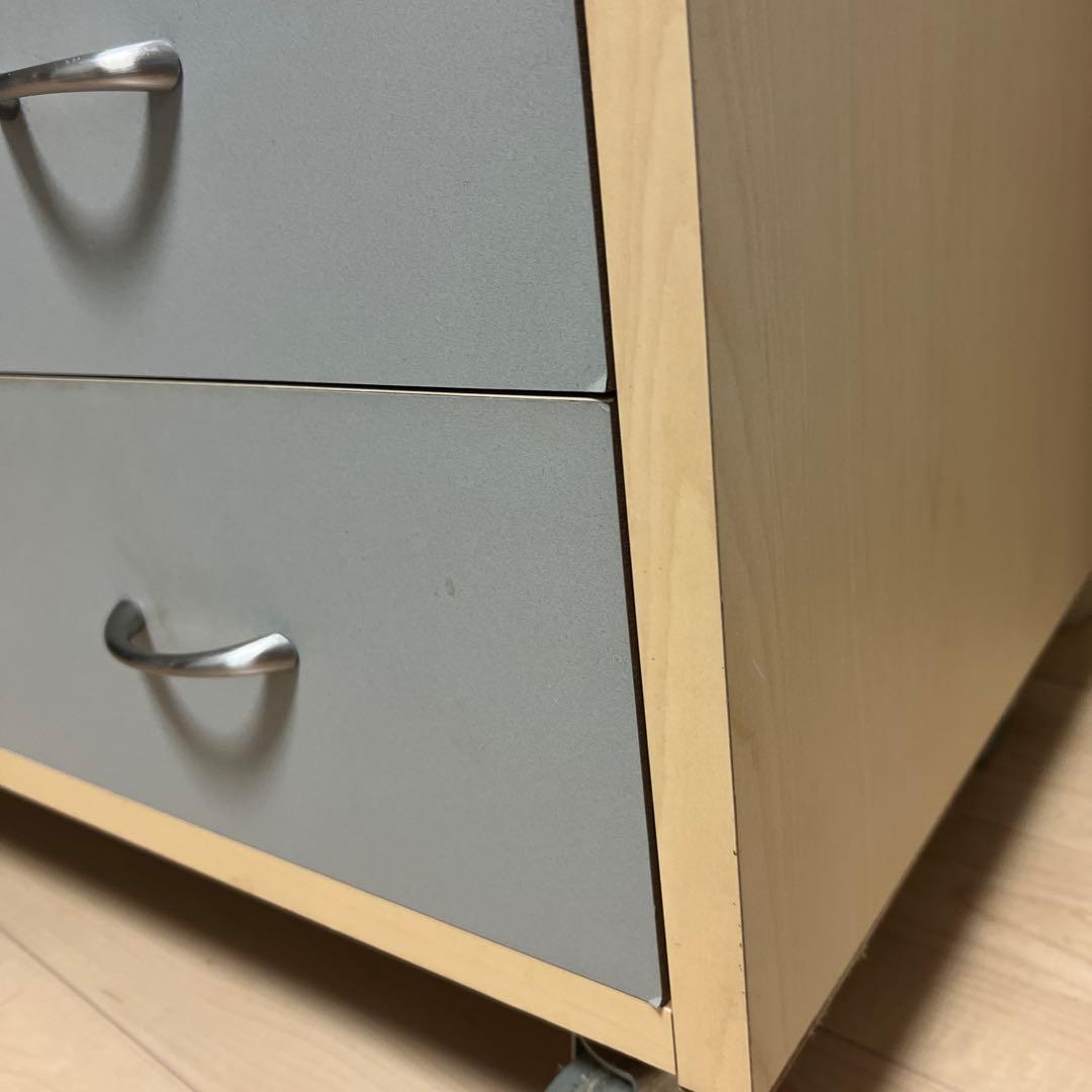 国産 グレー 木製チェスト 引き出し キャスター付