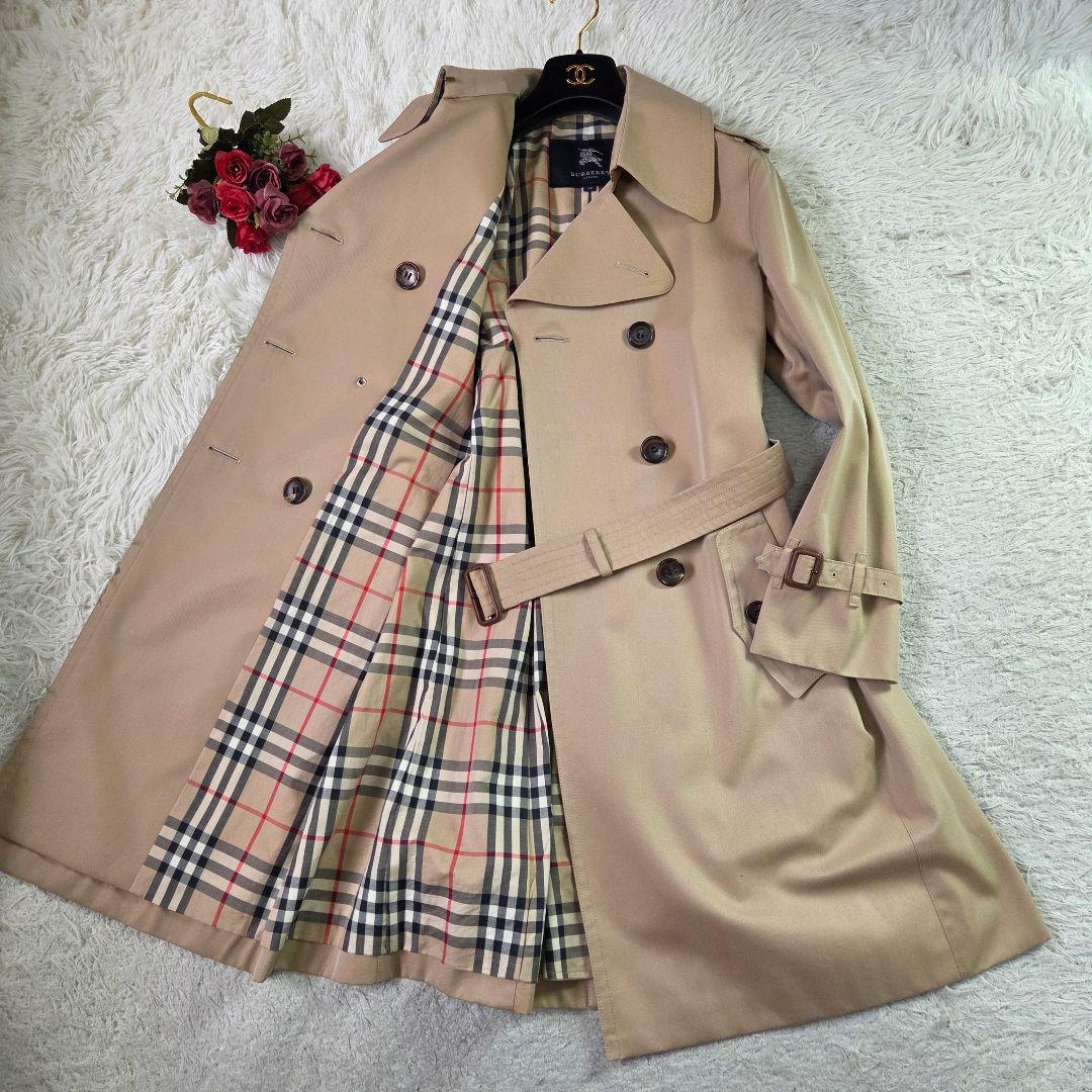 極美品 バーバリー トレンチコート 希少サイズ L ノバチェック ハニーベージュ