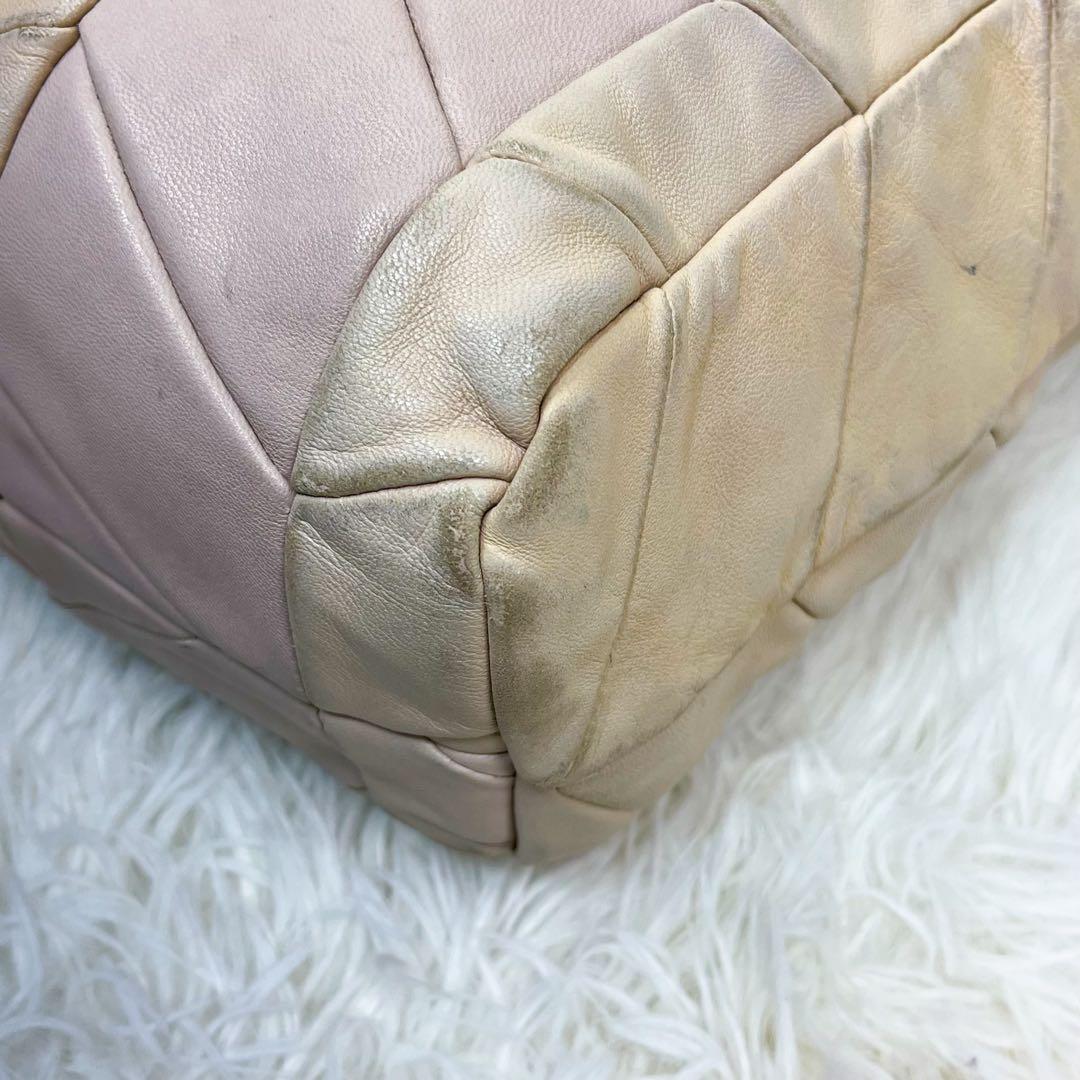 希少 ミュウミュウ トートバッグ プラスチックチェーン キルティング レザー