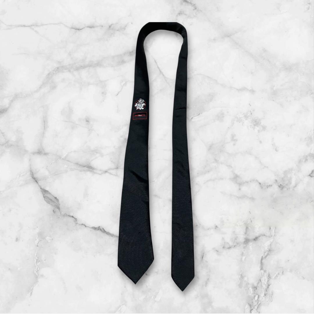 Dior ディオールオム　ネクタイ　黒　ナロータイ　薔薇　ローズ　花柄