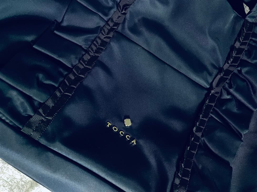 TOCCA ネイビー フリル A4トートバッグ 2way トッカショルダーバック
