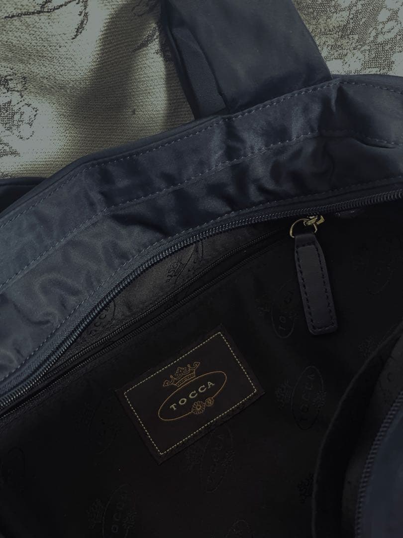 TOCCA ネイビー フリル A4トートバッグ 2way トッカショルダーバック