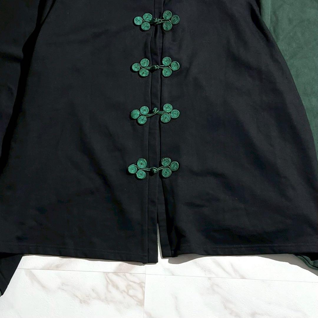 【美品✨希少】IRO+IRO ツートーンチャイナボタン和袖パーカー グリーン