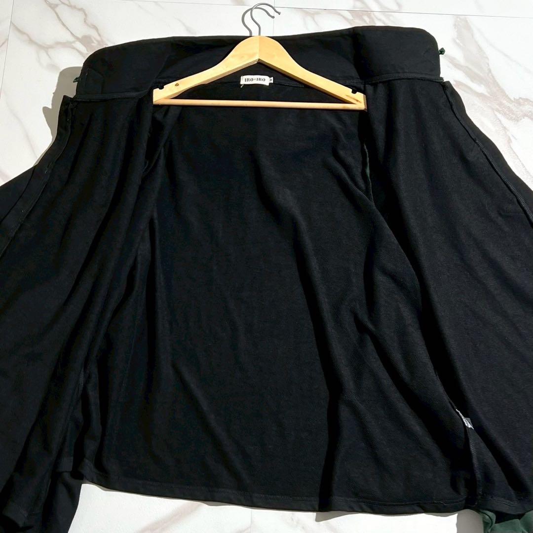 【美品✨希少】IRO+IRO ツートーンチャイナボタン和袖パーカー グリーン