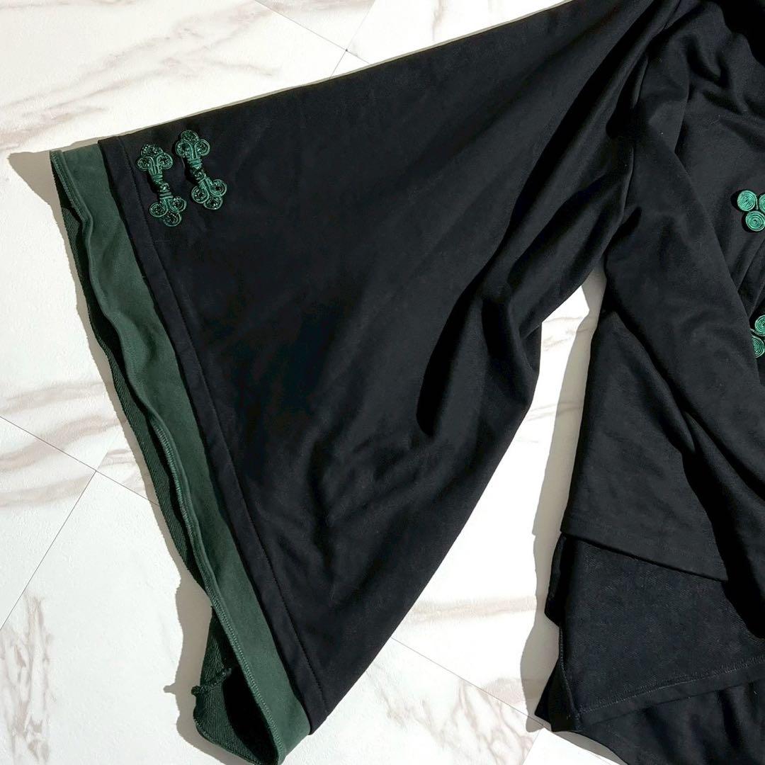 【美品✨希少】IRO+IRO ツートーンチャイナボタン和袖パーカー グリーン