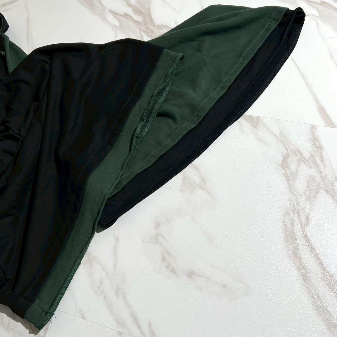 【美品✨希少】IRO+IRO ツートーンチャイナボタン和袖パーカー グリーン