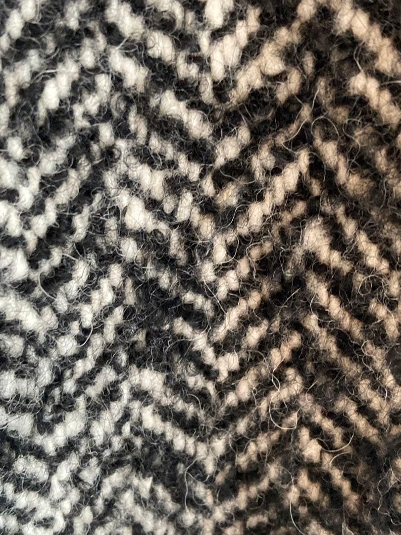 T-JACKET 新品未使用チェスターコートタグ付 毛ヘリンボーン黒白メランジ織