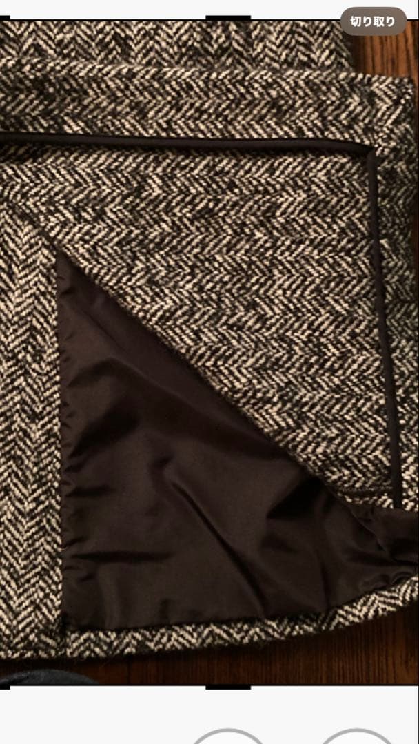 T-JACKET 新品未使用チェスターコートタグ付 毛ヘリンボーン黒白メランジ織