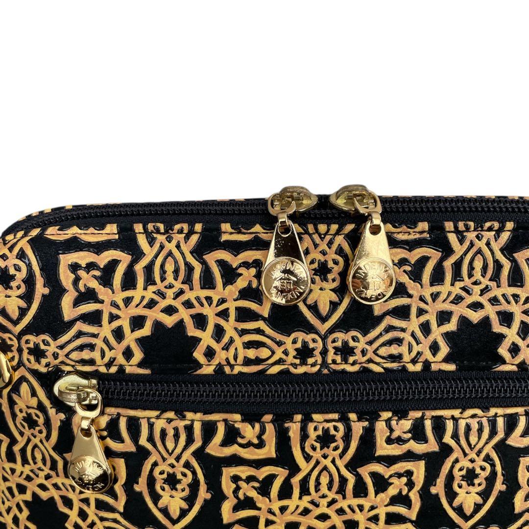 美品　印傳屋　印伝　キナート　アラベスク　ショルダーバッグ　ブラック　和風