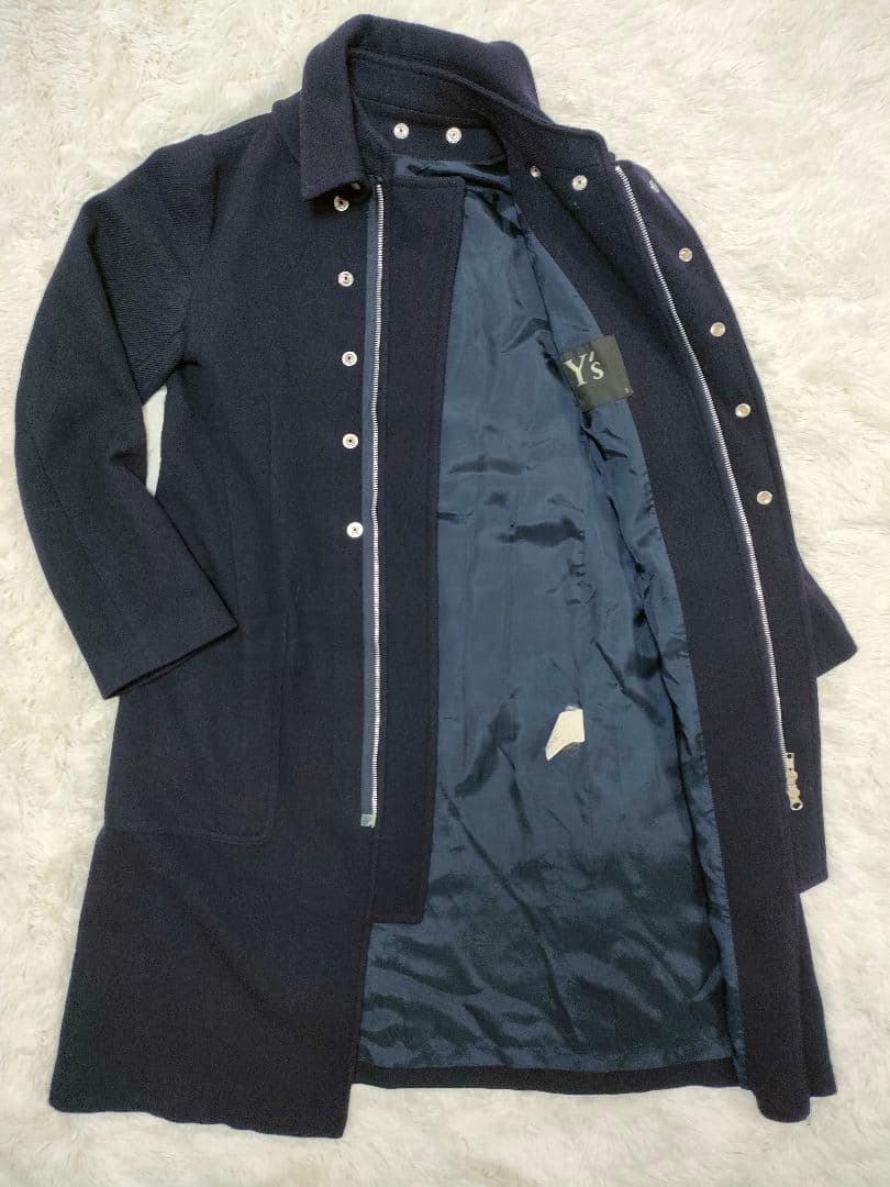 【 Y's(ワイズ)】極美品　ウール　コート　サイズ2 　ネイビー