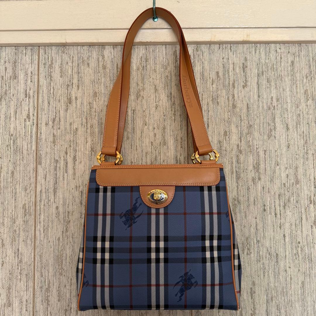 【希少】バーバリー トートバッグ ハンドバッグ PVC レザー