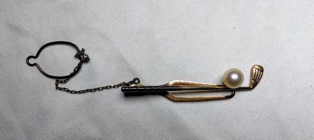 MIKIMOTOのK10製パール付きゴルフパターネクタイピン