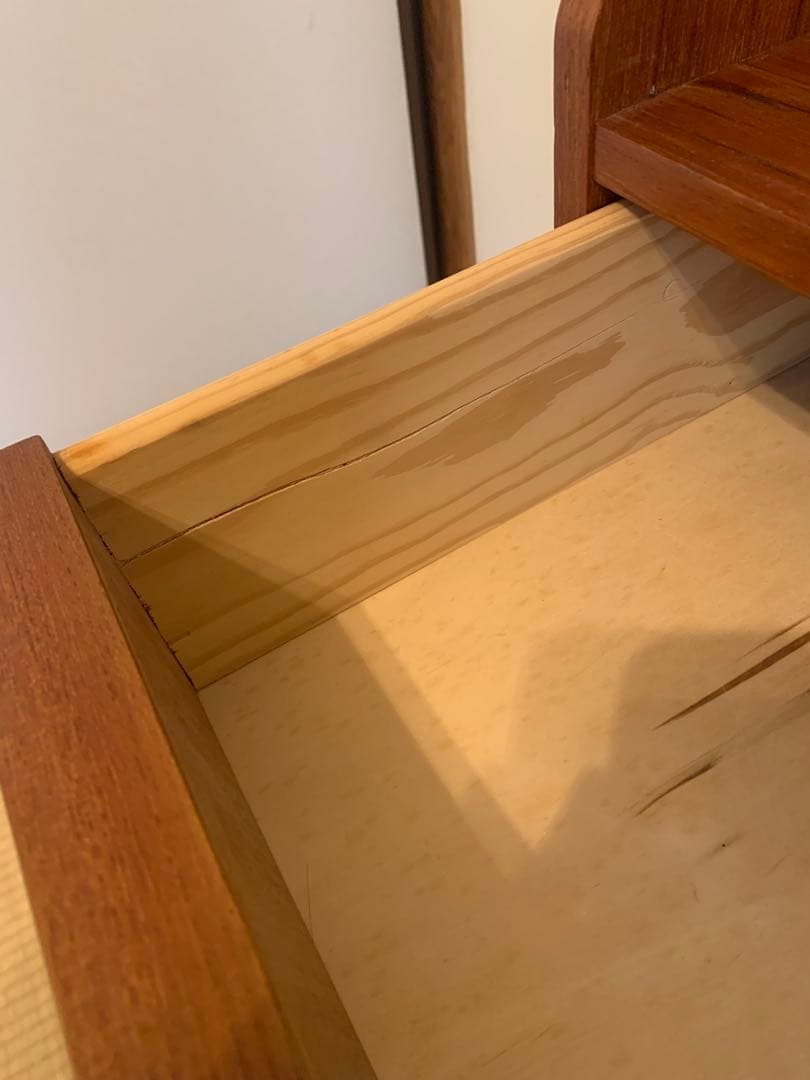 訳ありヴィンテージ北欧家具/ブラウン木製ドレッサー/チェスト 3引き出し