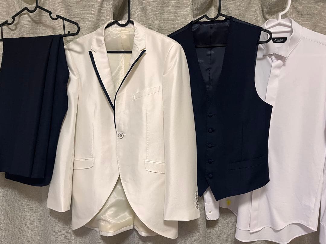 ホワイト ネイビー タキシード セット　Mサイズ