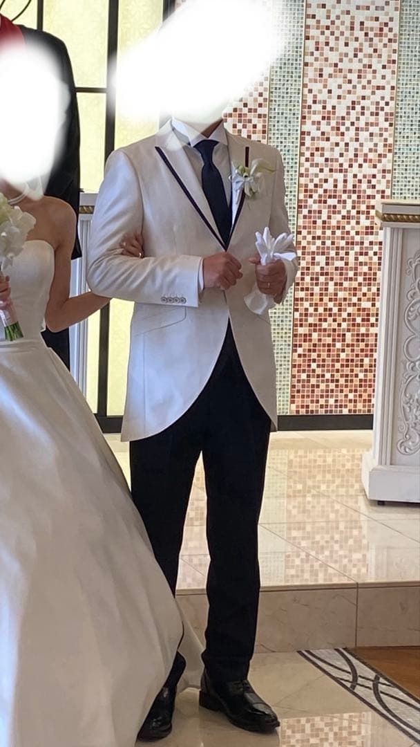 ホワイト ネイビー タキシード セット　Mサイズ