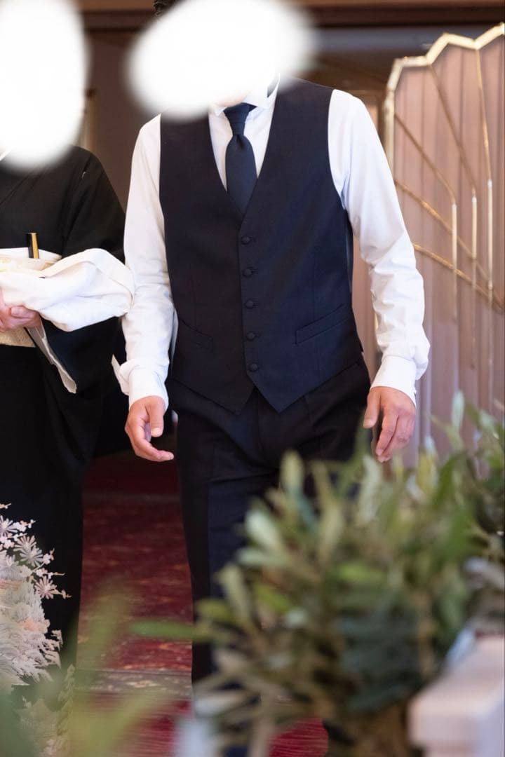 ホワイト ネイビー タキシード セット　Mサイズ