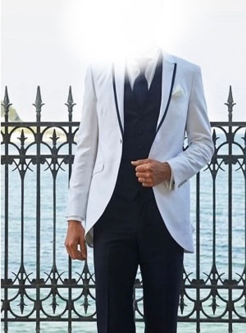 ホワイト ネイビー タキシード セット　Mサイズ