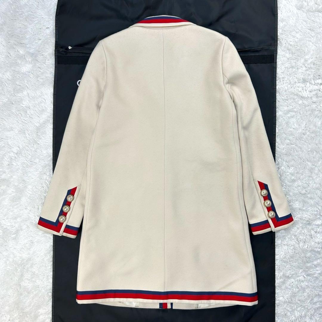 6059【GGパールボタン】グッチ‪☆シェリーライン入りロングウールコート