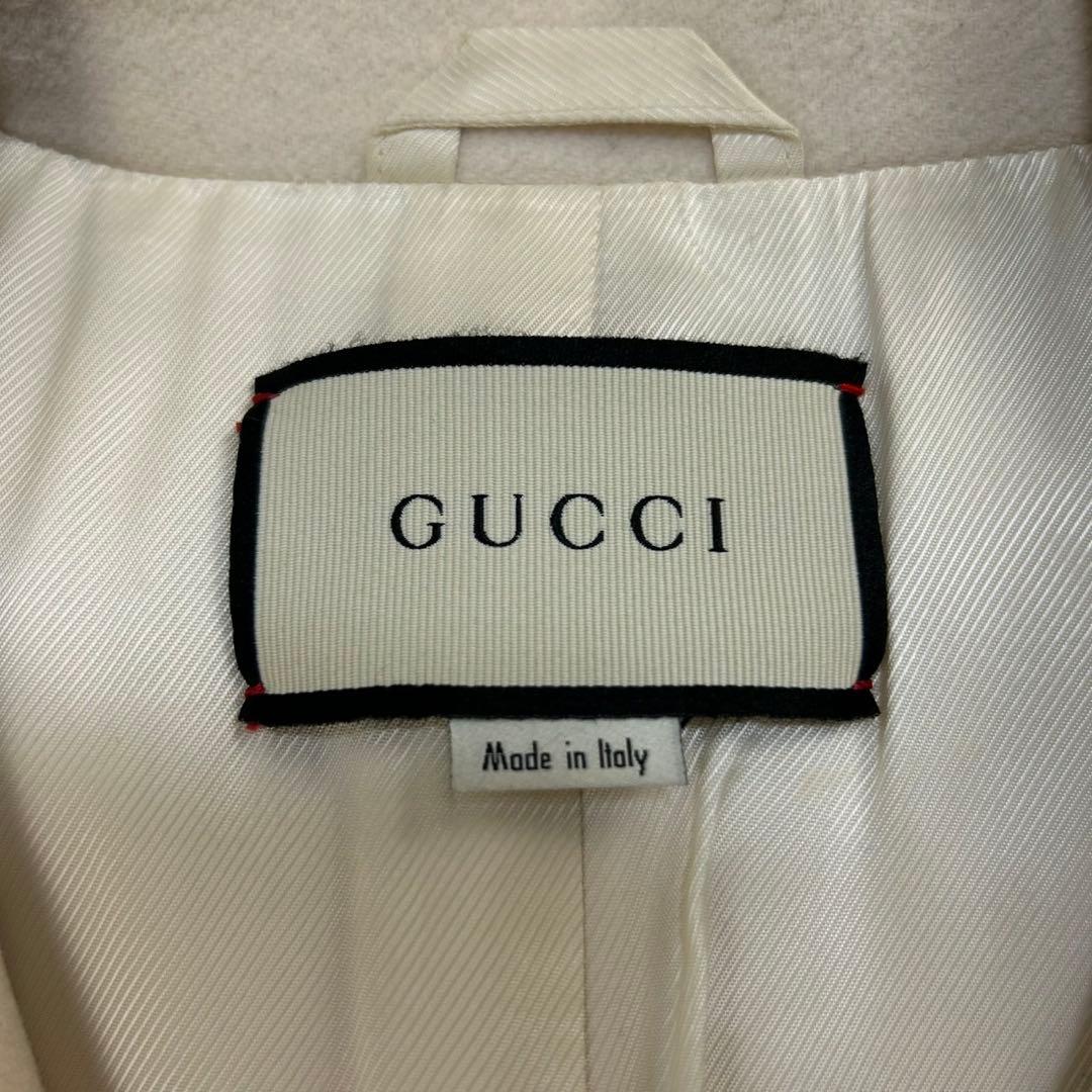 6059【GGパールボタン】グッチ‪☆シェリーライン入りロングウールコート