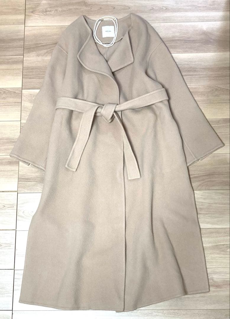 美品　スピックアンドスパン ヴェロアフォールドラペル　ガウン　コート　38