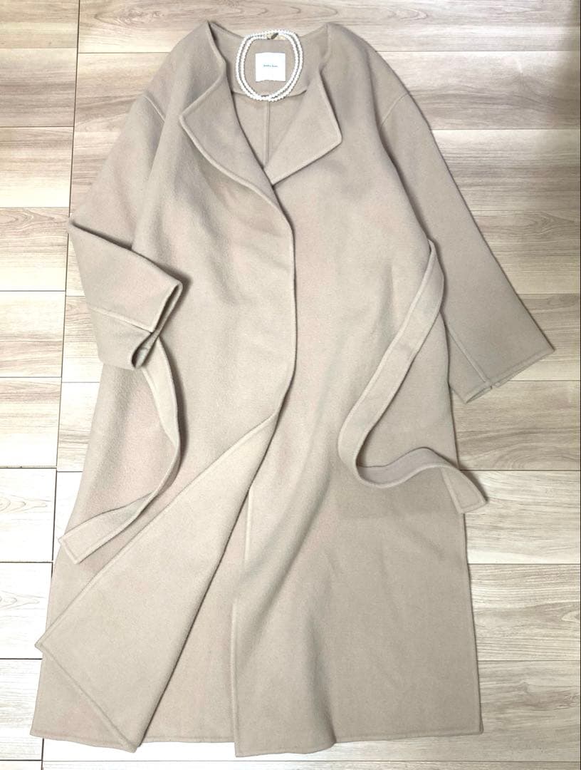 美品　スピックアンドスパン ヴェロアフォールドラペル　ガウン　コート　38