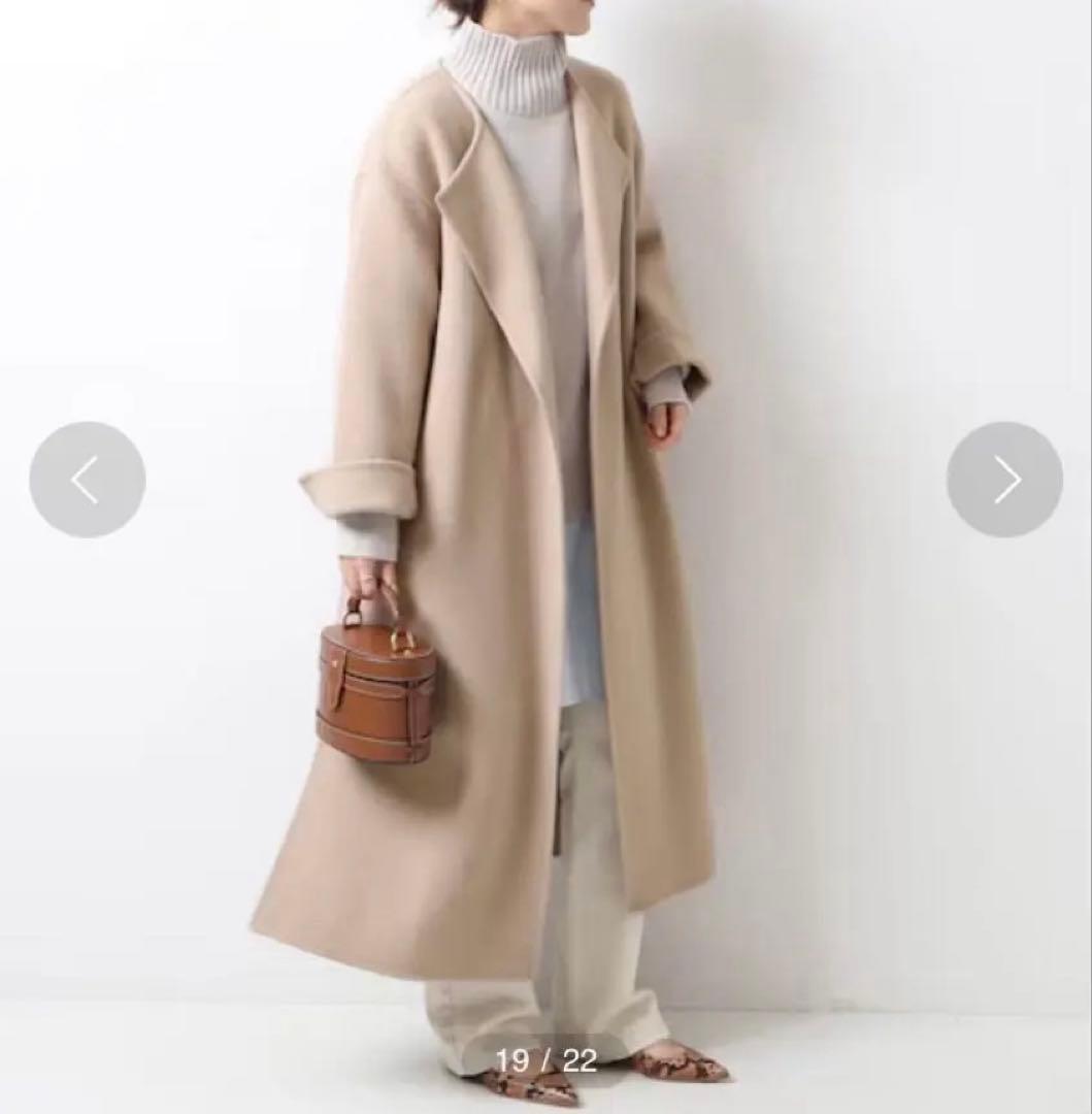 美品　スピックアンドスパン ヴェロアフォールドラペル　ガウン　コート　38