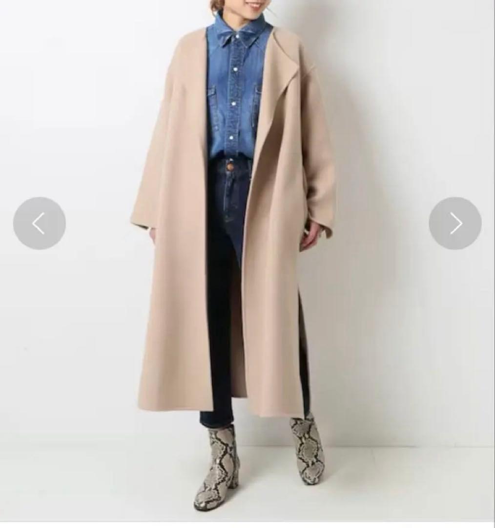 美品　スピックアンドスパン ヴェロアフォールドラペル　ガウン　コート　38