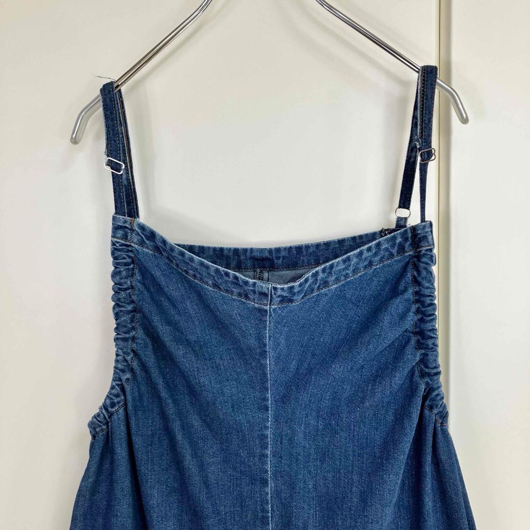 メヤメ DENIM GATHERED ALL IN ONE BLUE