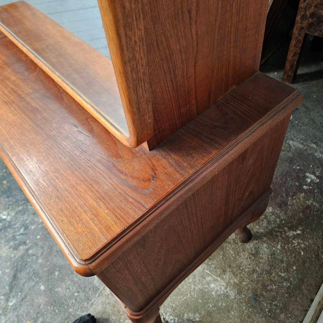 木製 ライティングビューロー ドレッサー 猫脚 鏡台 北欧調デザイン