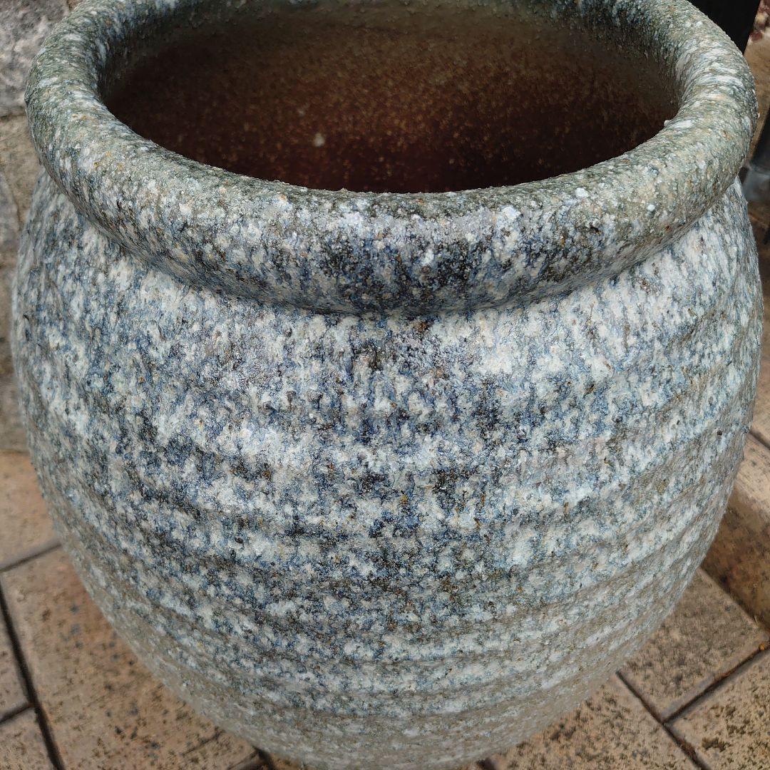 信楽焼　千段傘立て　青窯変壺型傘立