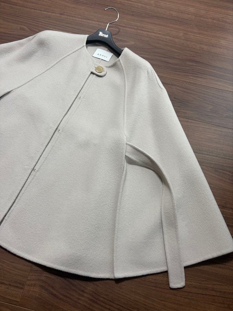 ANAYI シャルムビーバーケープコート　ウール ポンチョ ベージュ　36