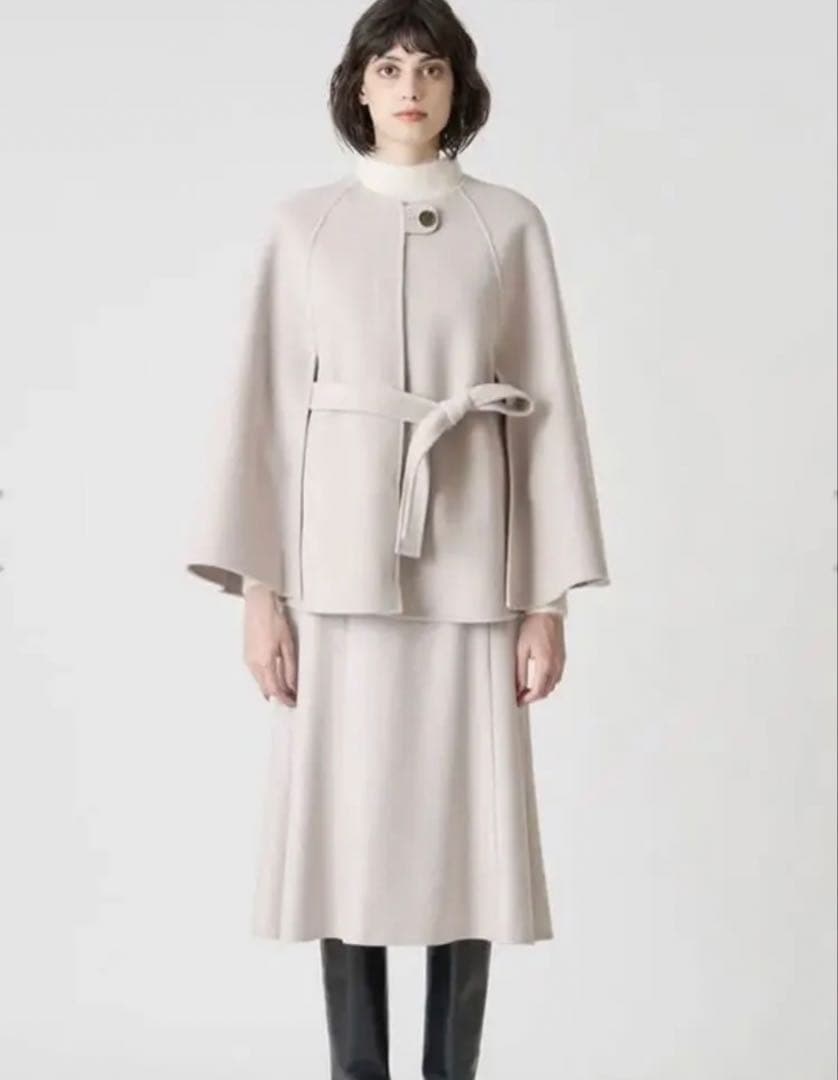 ANAYI シャルムビーバーケープコート　ウール ポンチョ ベージュ　36