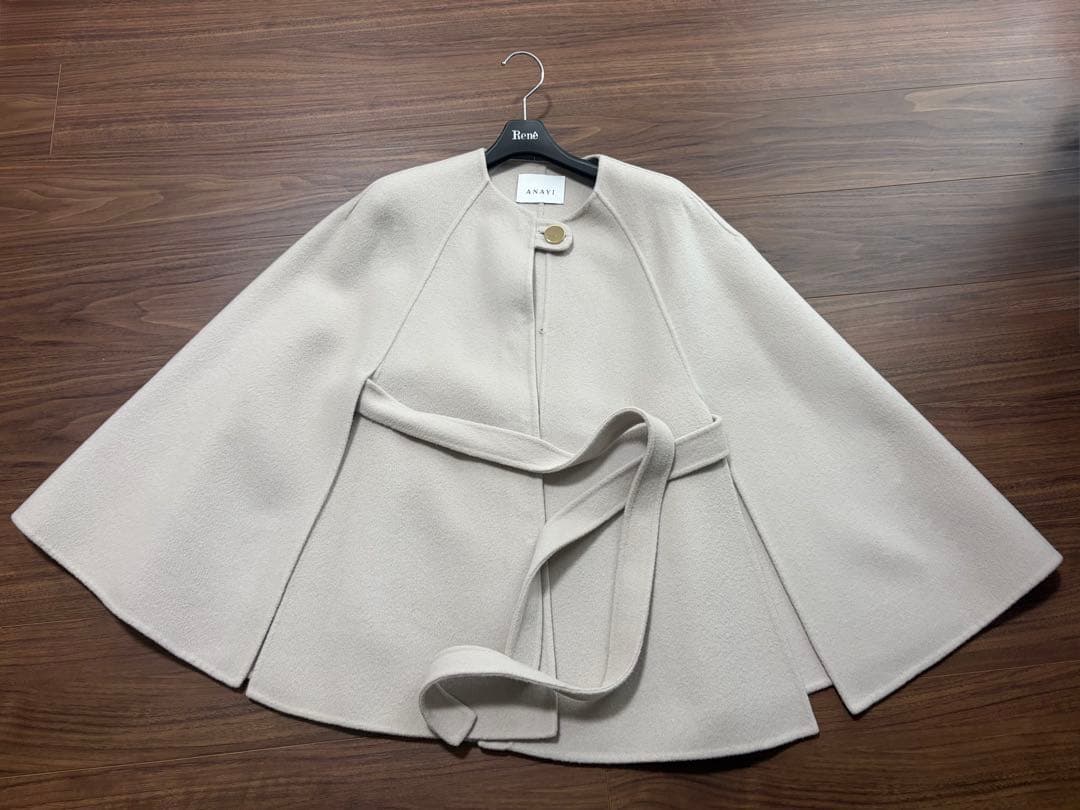 ANAYI シャルムビーバーケープコート　ウール ポンチョ ベージュ　36