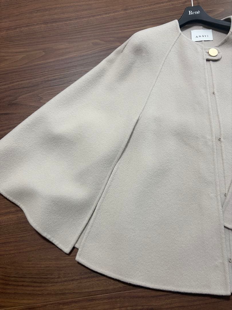 ANAYI シャルムビーバーケープコート　ウール ポンチョ ベージュ　36