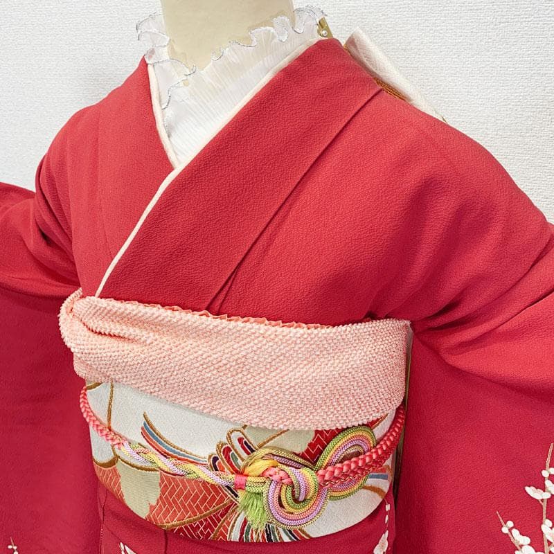 507z23☆きものやまと 振袖 洒落紋 高身長な方にも 赤☆美品 成人式結婚式