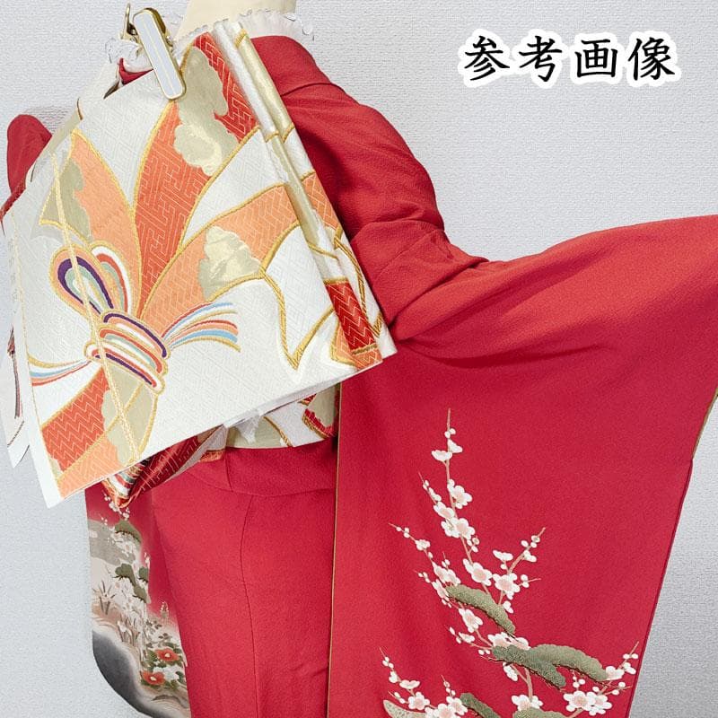 507z23☆きものやまと 振袖 洒落紋 高身長な方にも 赤☆美品 成人式結婚式