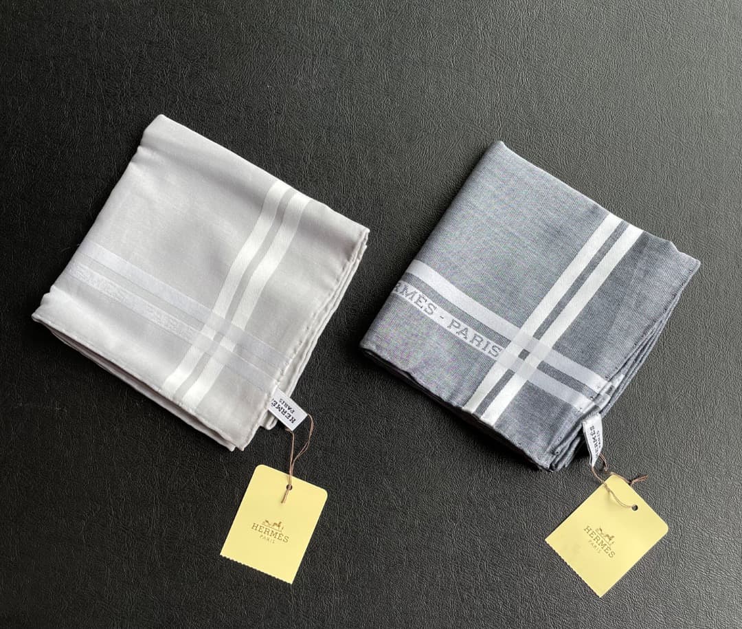HERMES PARIS ストライプ ハンカチ 2枚セット