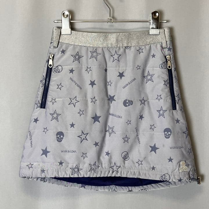 マークアンドロナ レディース ゴルフウェア 中綿 スカート スター柄 グレー S