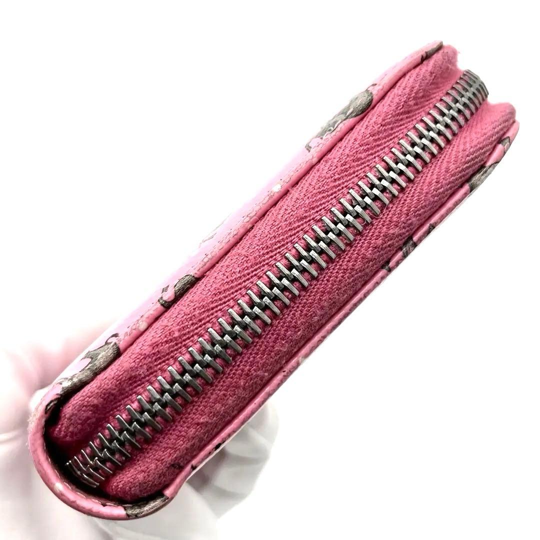 【希少】PRADA ラウンドファスナー　エレファント　ゾウ　動物　レザー　ピンク