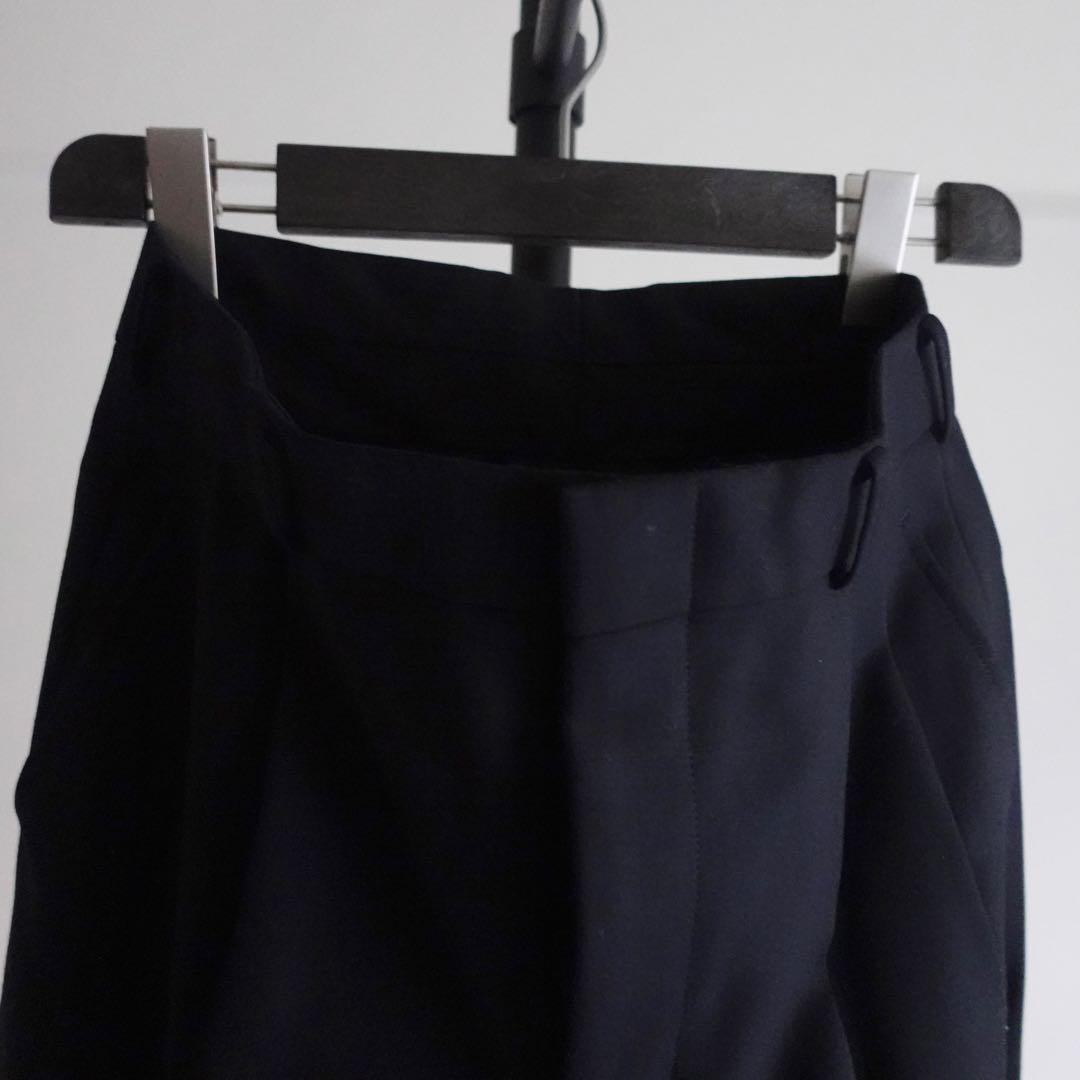 【極美品】Im product ウールギャバジン　ワイドトラウザーズ　ネイビー