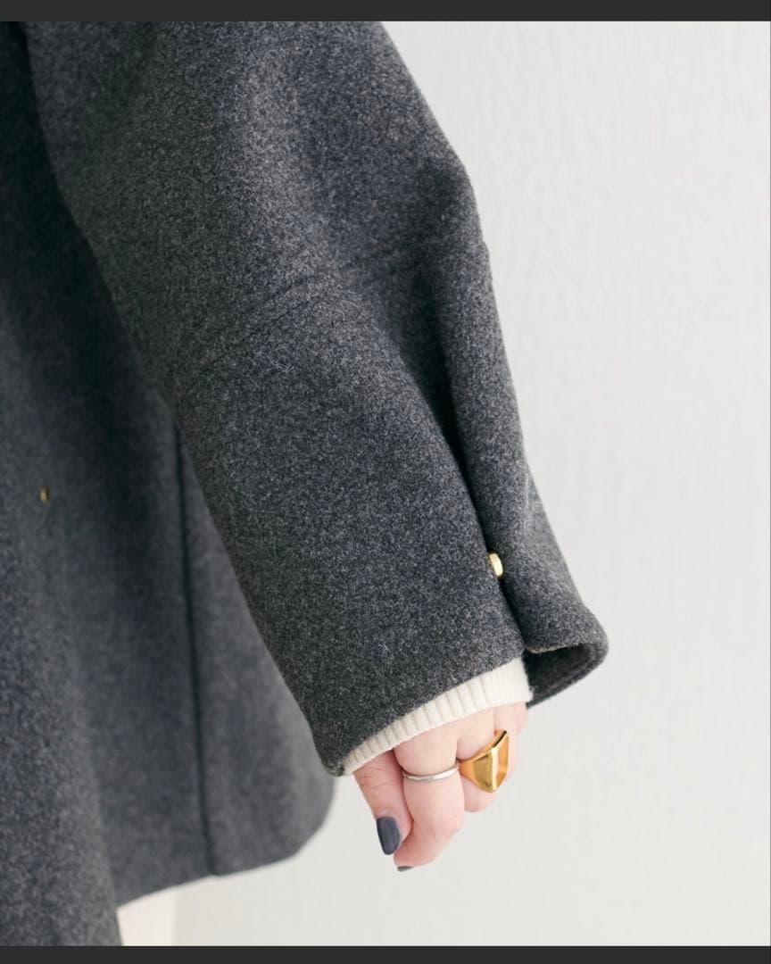 〈osono〉2wayノーカラーコート　チャコールグレー