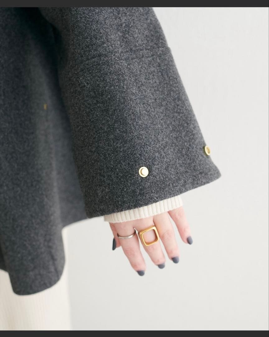 〈osono〉2wayノーカラーコート　チャコールグレー